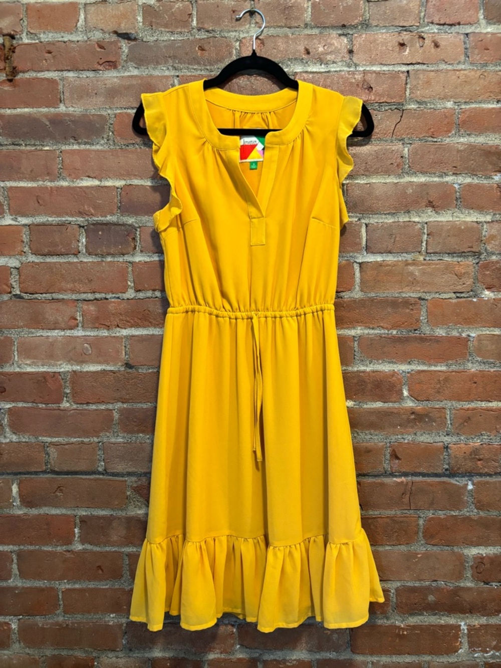 Fervour (from ModCloth) Ruffle-Hem Dress with Drawstring Waist